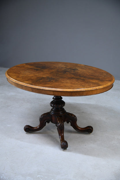 Antique Victorian Burr Walnut Tilt Top Table