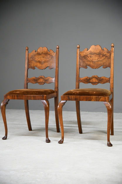 Pair Walnut Bedroom Chairs