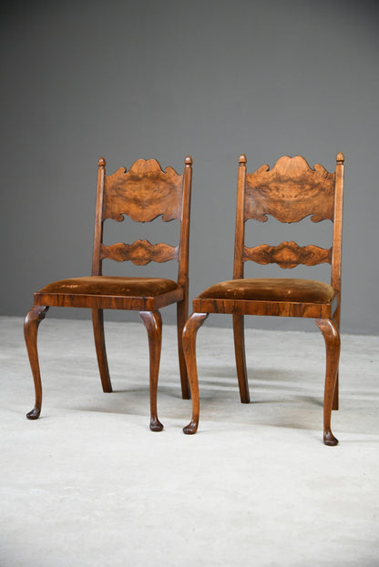 Pair Walnut Bedroom Chairs