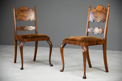 Pair Walnut Bedroom Chairs