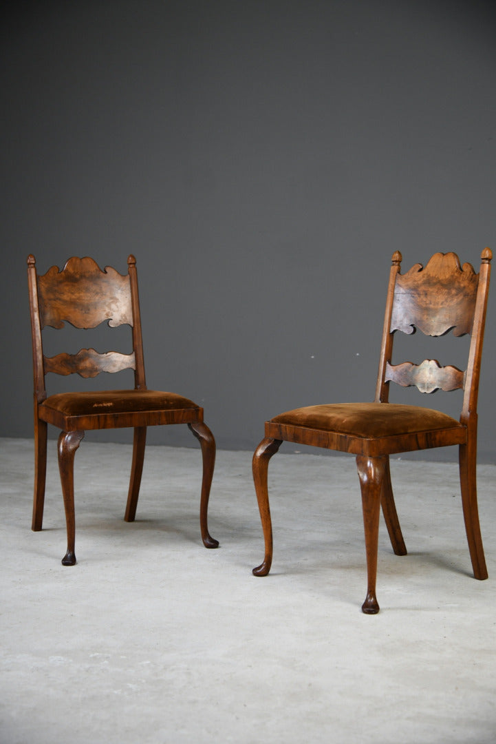 Pair Walnut Bedroom Chairs