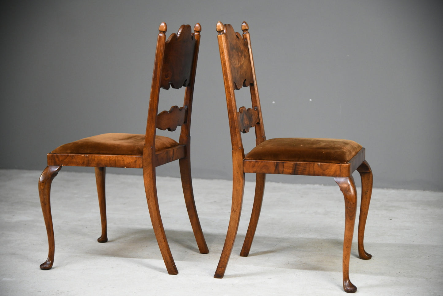 Pair Walnut Bedroom Chairs