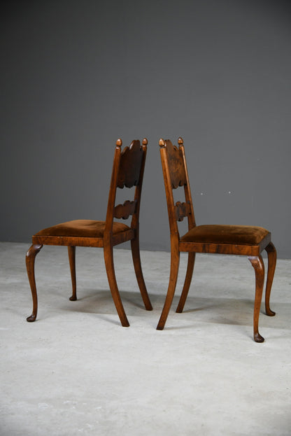 Pair Walnut Bedroom Chairs