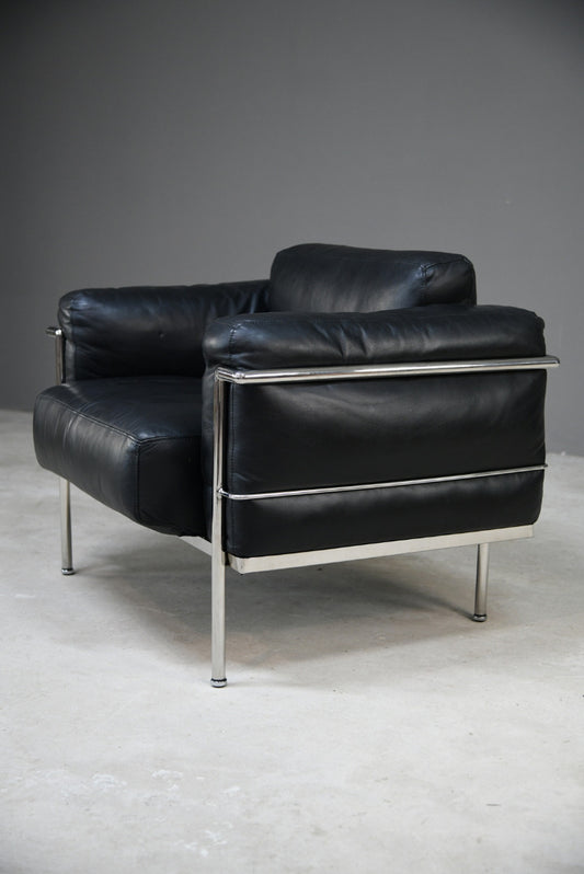 LC1 Black Leather & Chrome Armchair