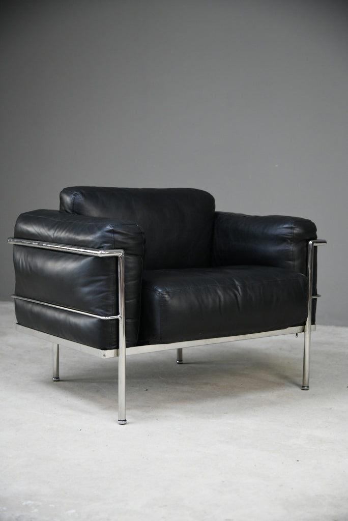 LC1 Black Leather & Chrome Armchair