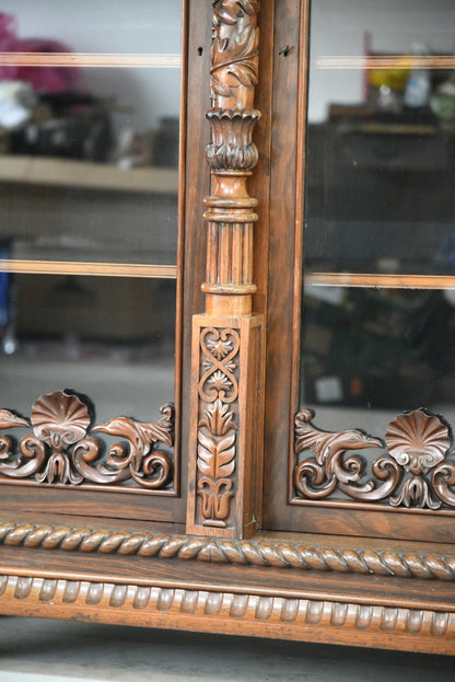 Anglo Indian Carved Rosewood Glazed Cabinet