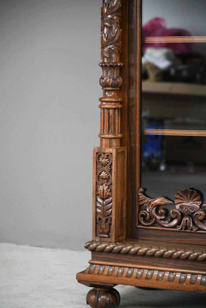 Anglo Indian Carved Rosewood Glazed Cabinet