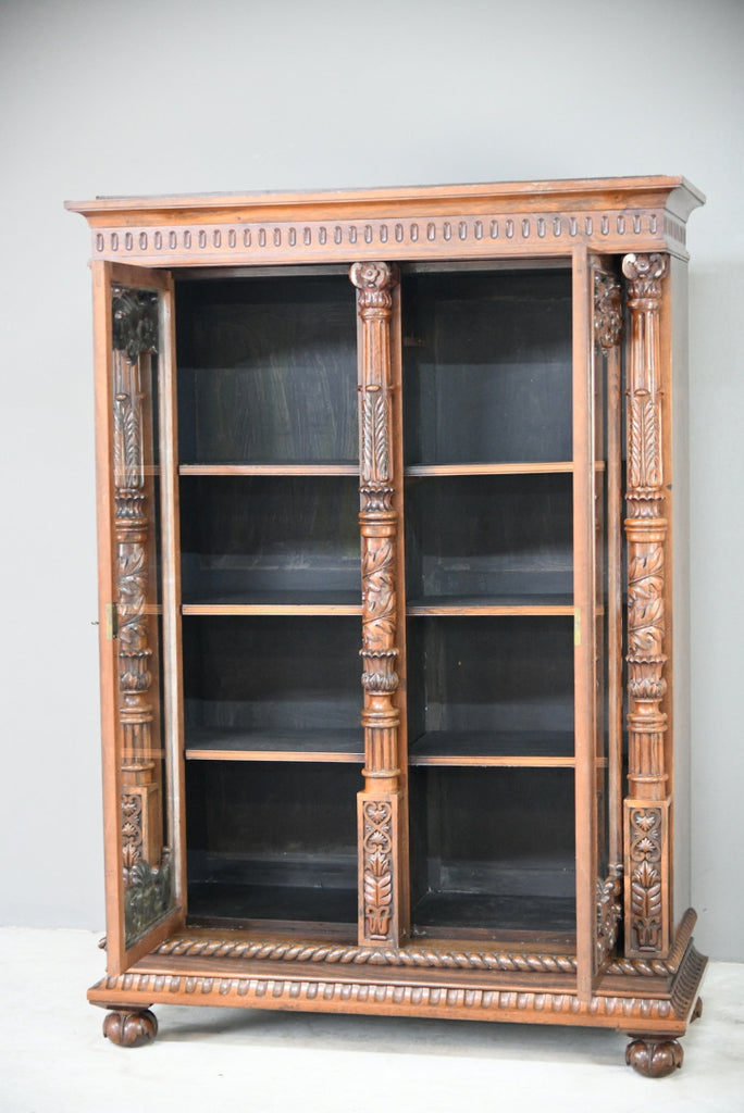 Anglo Indian Carved Rosewood Glazed Cabinet