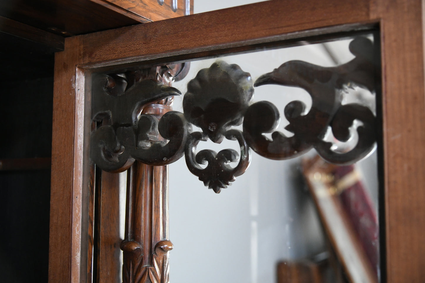 Anglo Indian Carved Rosewood Glazed Cabinet