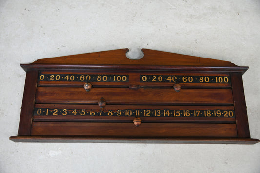 Antique Mahogany Snooker Billiard Scoreboard