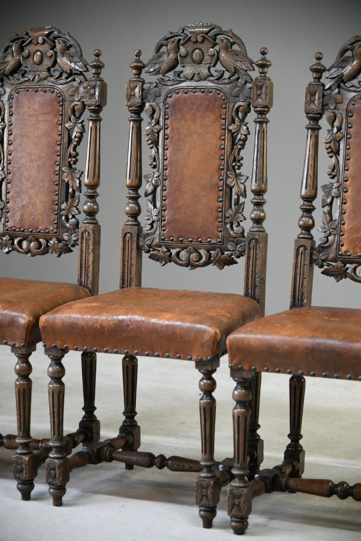 4 Carved Oak Dining Chairs