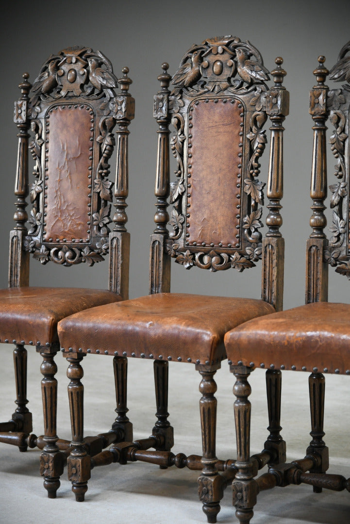 4 Carved Oak Dining Chairs