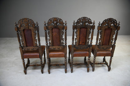 4 Carved Oak Dining Chairs