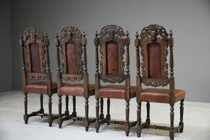 4 Carved Oak Dining Chairs