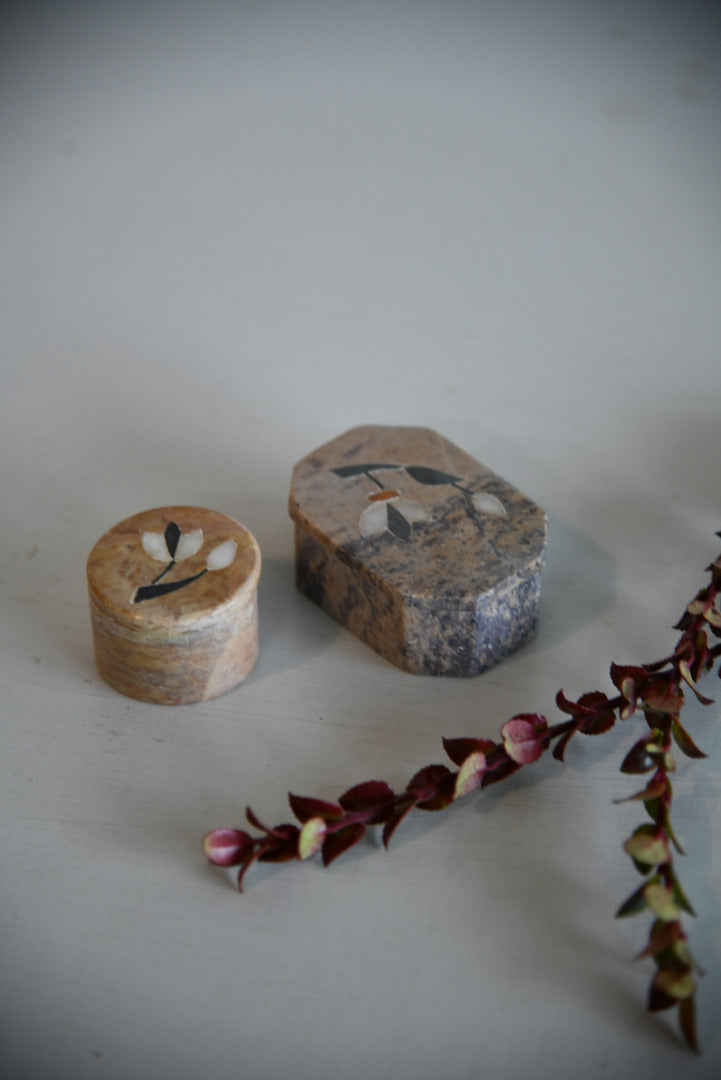 Pair Indian Soap Stone Trinket Pots