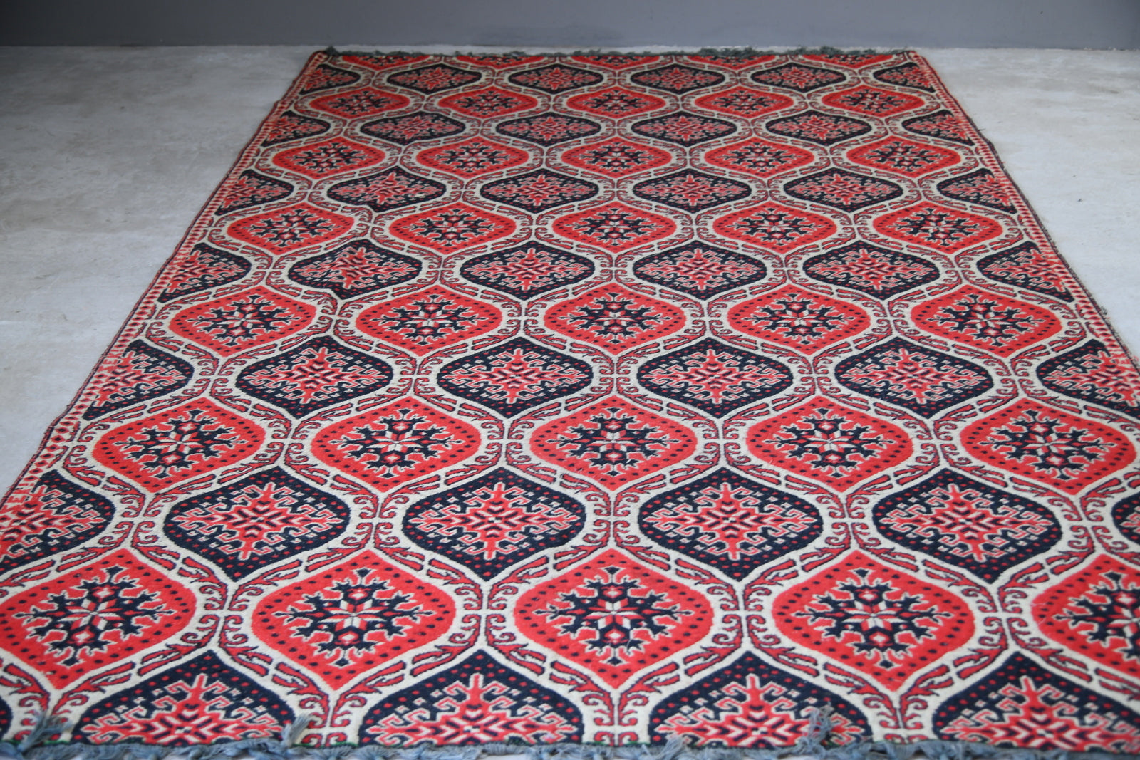 Red Eastern Wool Turkish Flatweave Rug