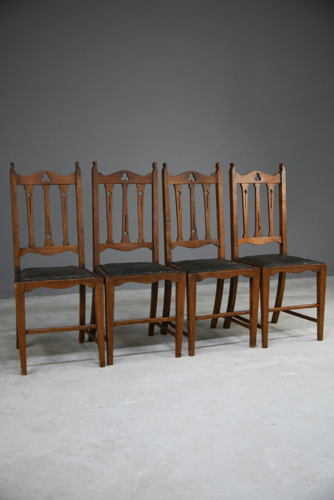 4 Arts & Crafts Oak Dining Chairs