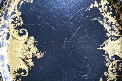 Black & Gilded Papier Mache Tray