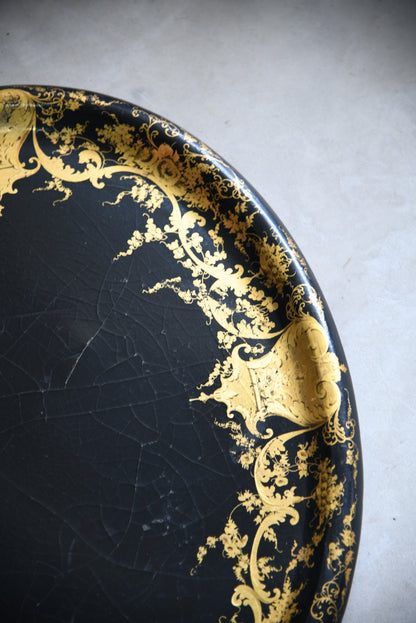 Black & Gilded Papier Mache Tray