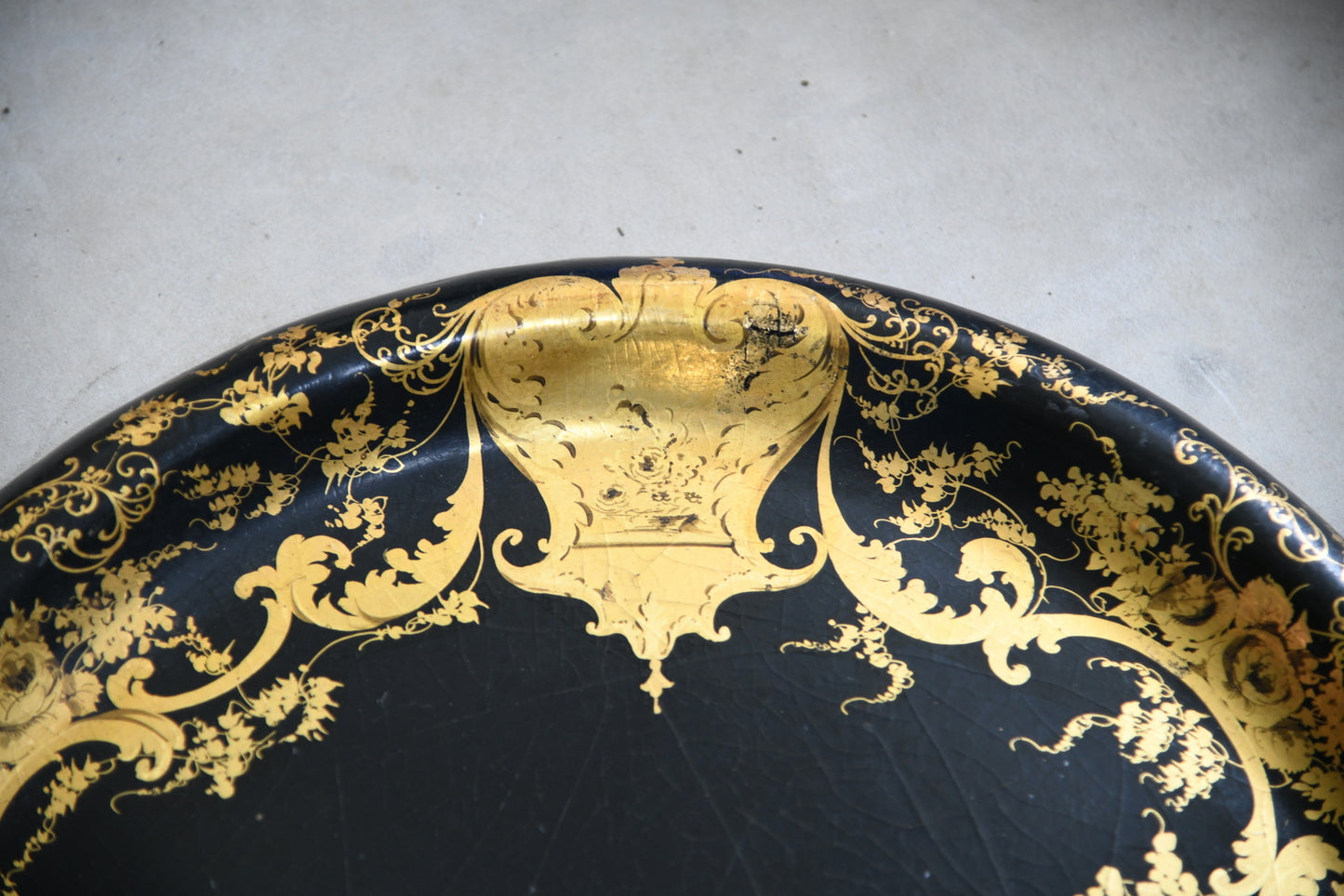 Black & Gilded Papier Mache Tray
