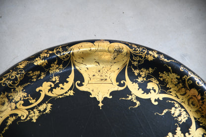Black & Gilded Papier Mache Tray