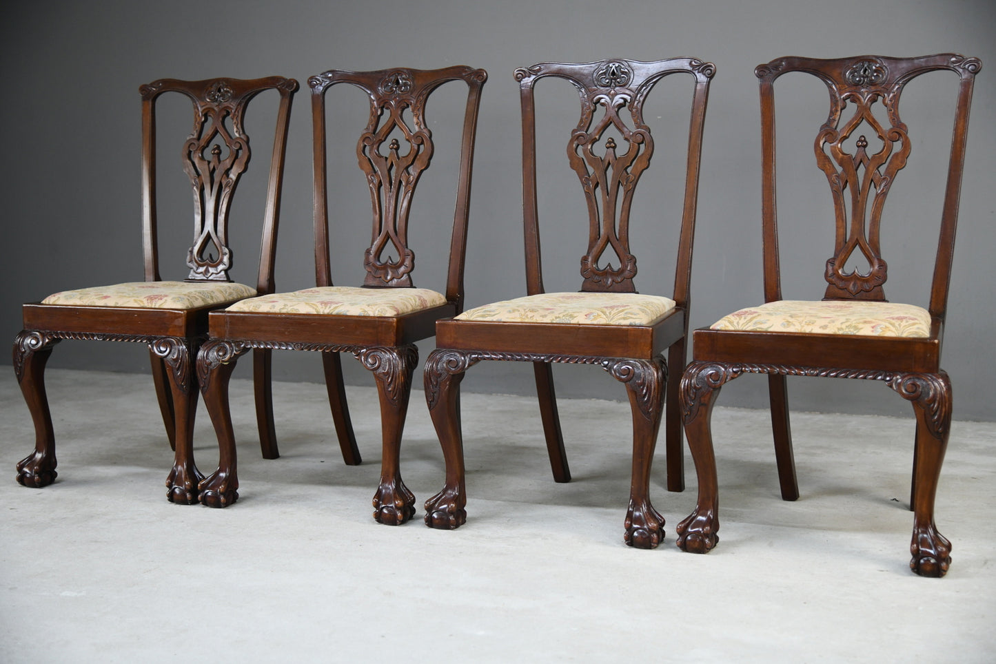 4 Chippendale Style Dining Chairs