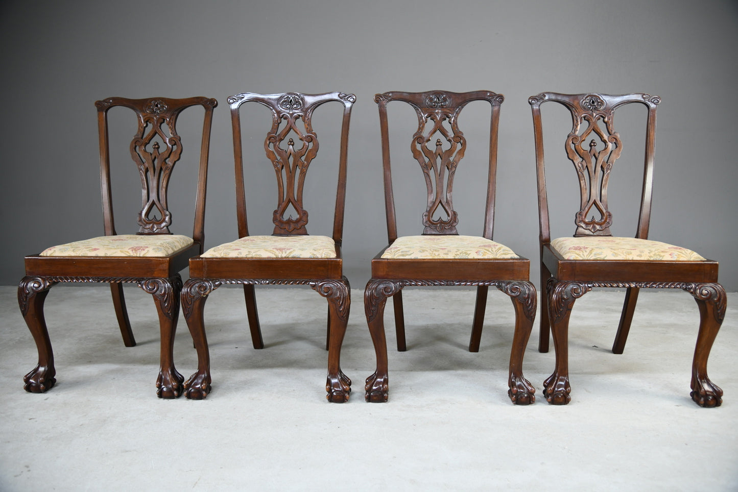 4 Chippendale Style Dining Chairs