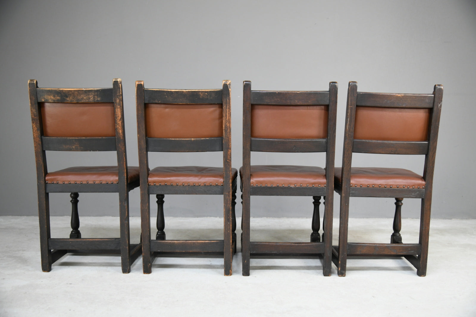 4 Cromwellian Style Oak Dining Chairs