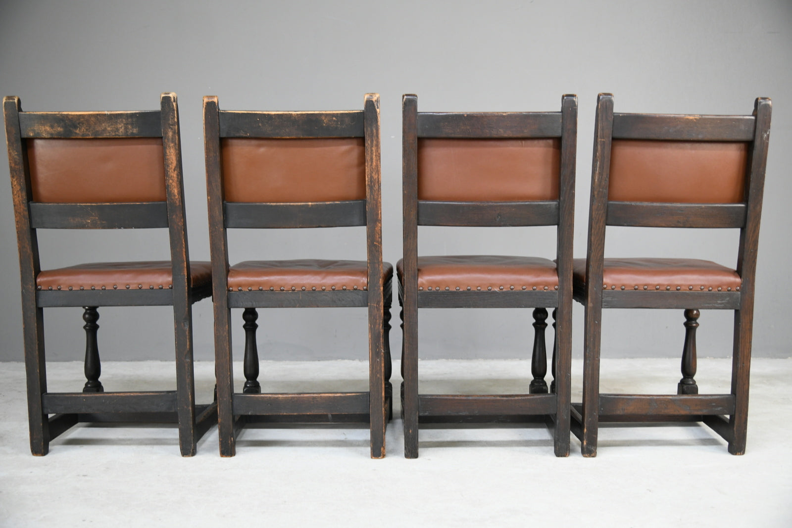 4 Cromwellian Style Oak Dining Chairs