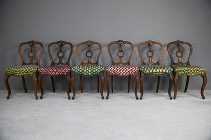 Set 6 Victorian Walnut Dining Chairs