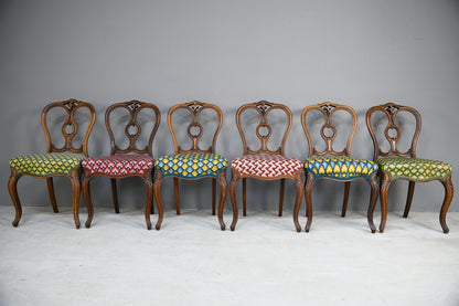 Set 6 Victorian Walnut Dining Chairs