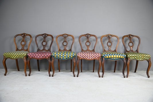 Set 6 Victorian Walnut Dining Chairs
