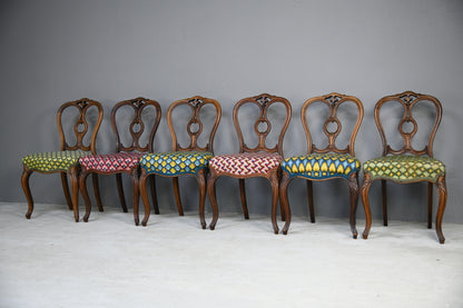 Set 6 Victorian Walnut Dining Chairs