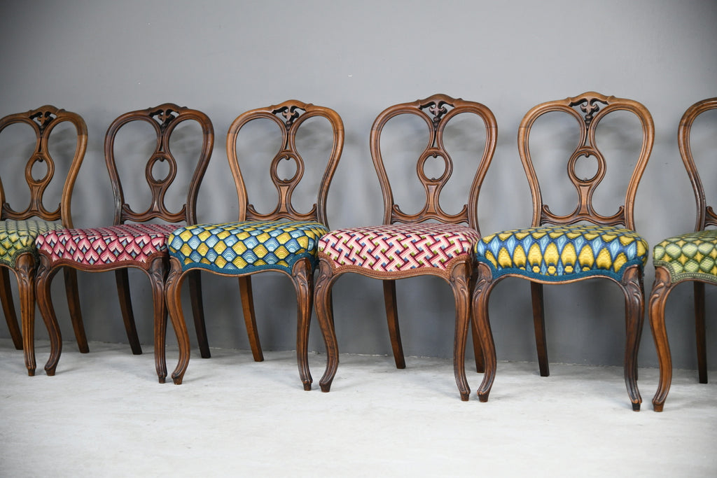 Set 6 Victorian Walnut Dining Chairs