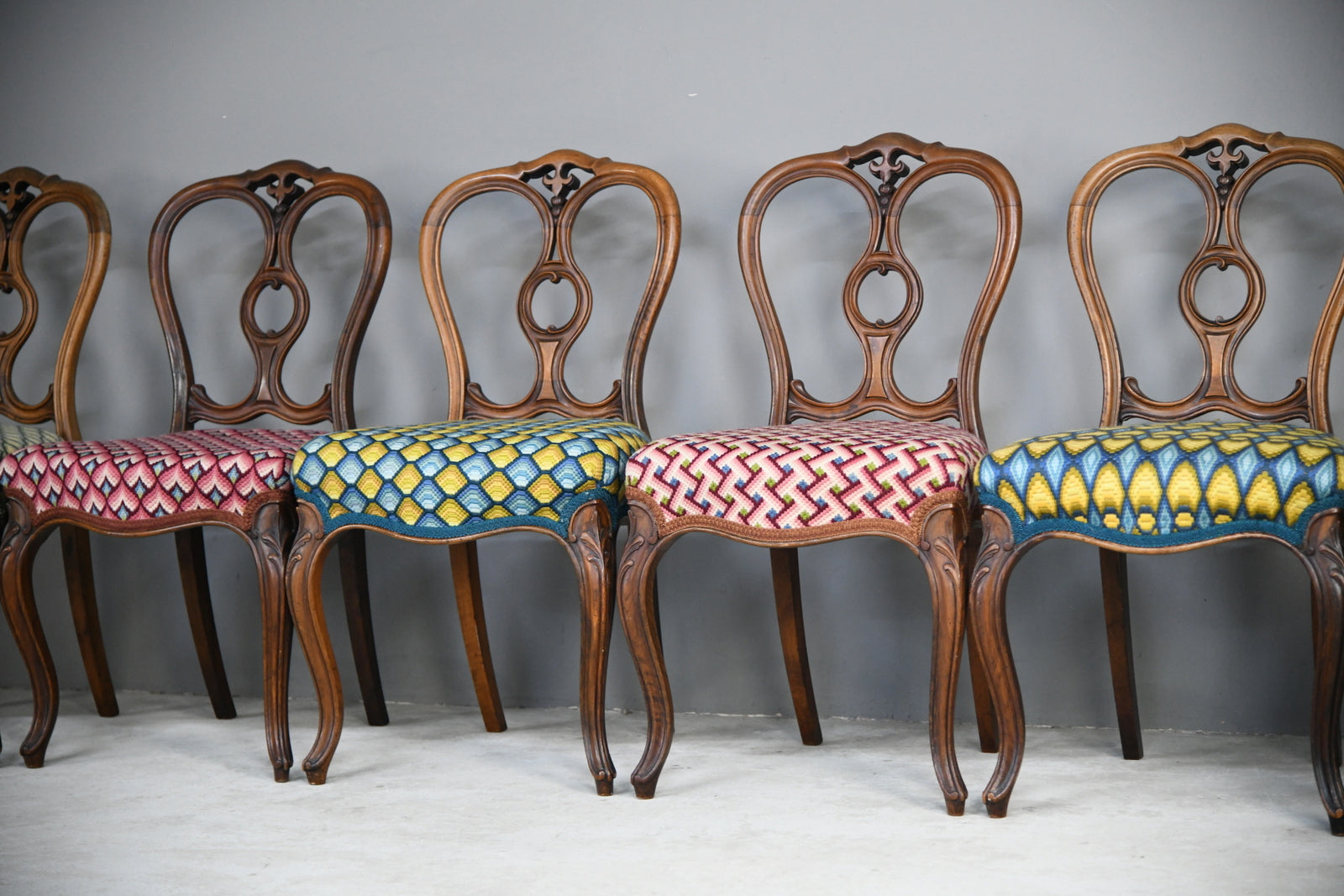 Set 6 Victorian Walnut Dining Chairs