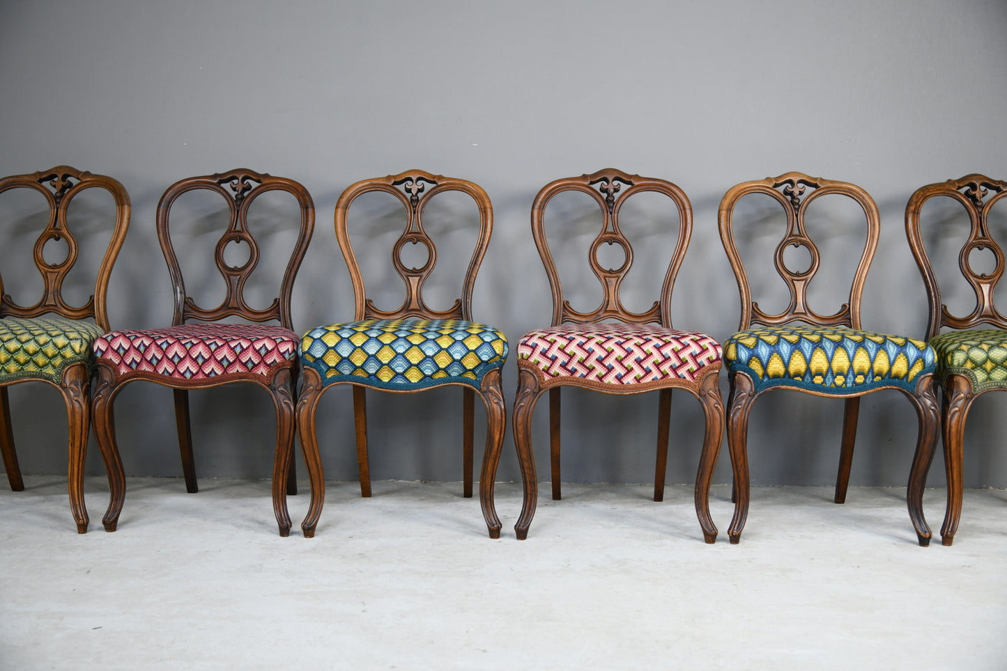 Set 6 Victorian Walnut Dining Chairs