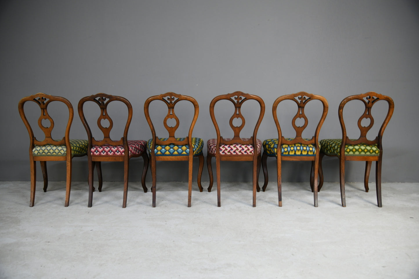 Set 6 Victorian Walnut Dining Chairs