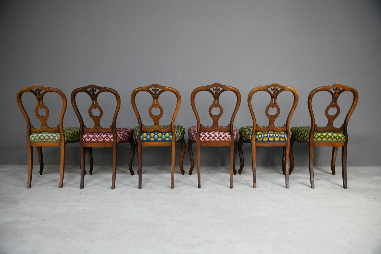 Set 6 Victorian Walnut Dining Chairs