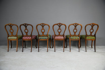 Set 6 Victorian Walnut Dining Chairs