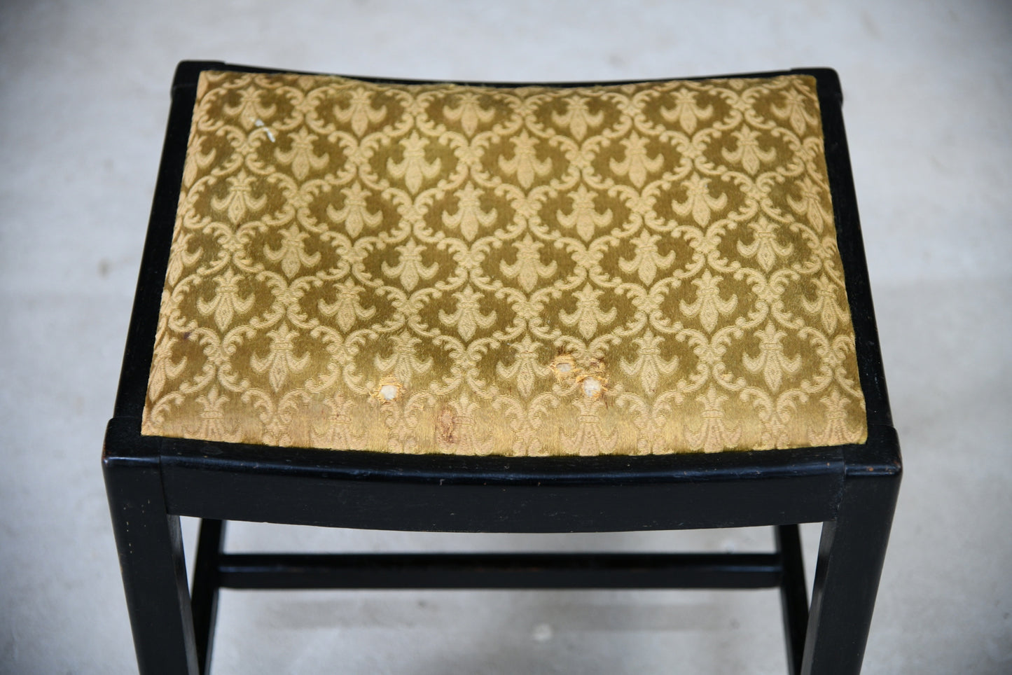 Vintage Black Oak Painted Small Bedroom Dressing Table Stool