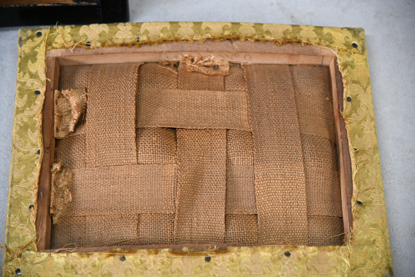 Vintage Black Oak Painted Small Bedroom Dressing Table Stool