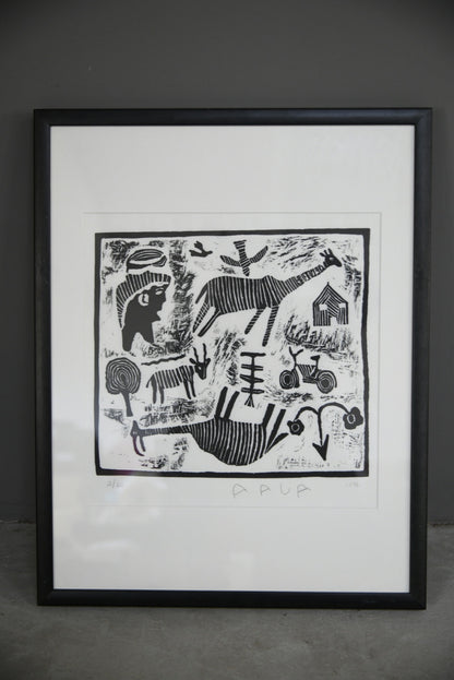 African Lino Cut Print