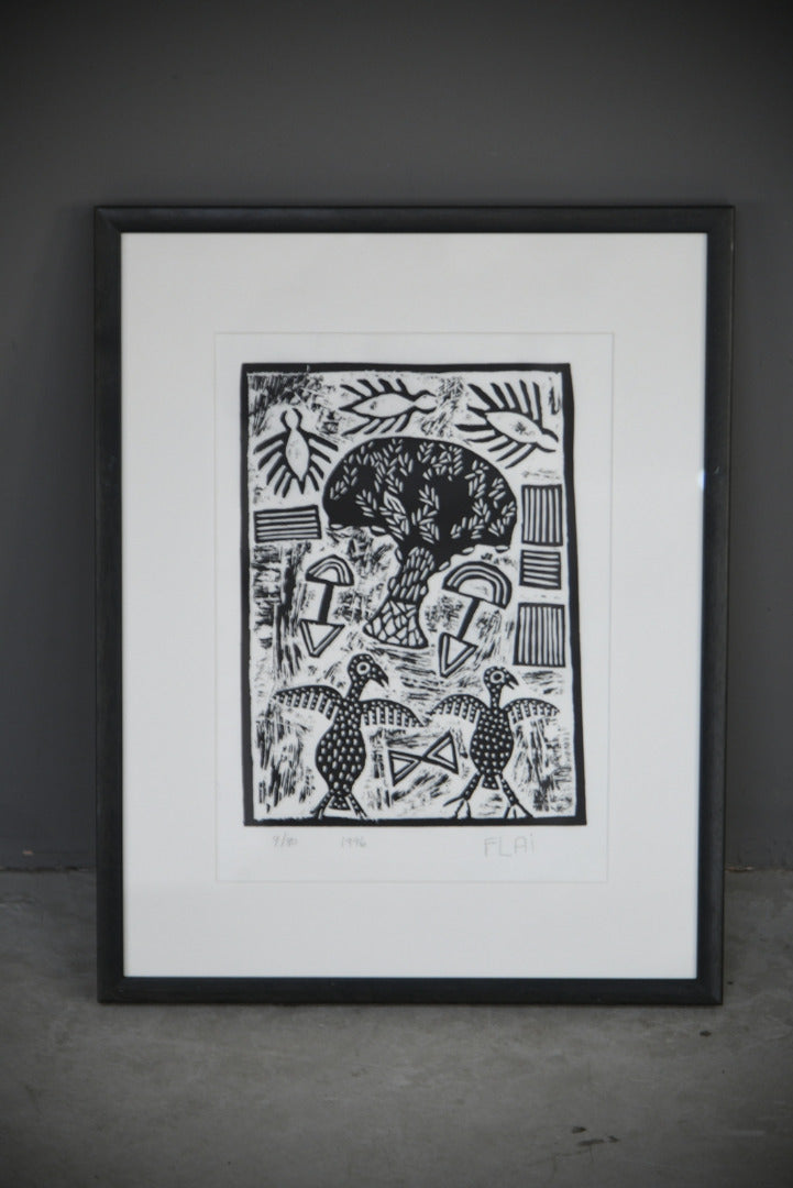 African Lino Cut Print - Flai