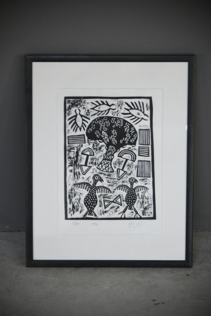 African Lino Cut Print - Flai