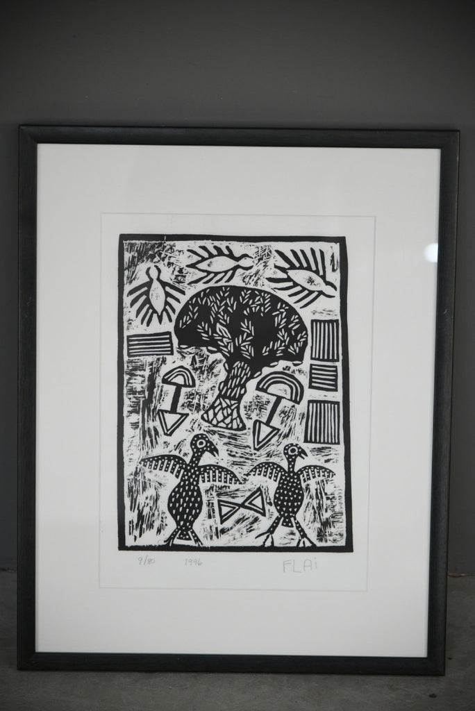 African Lino Cut Print - Flai