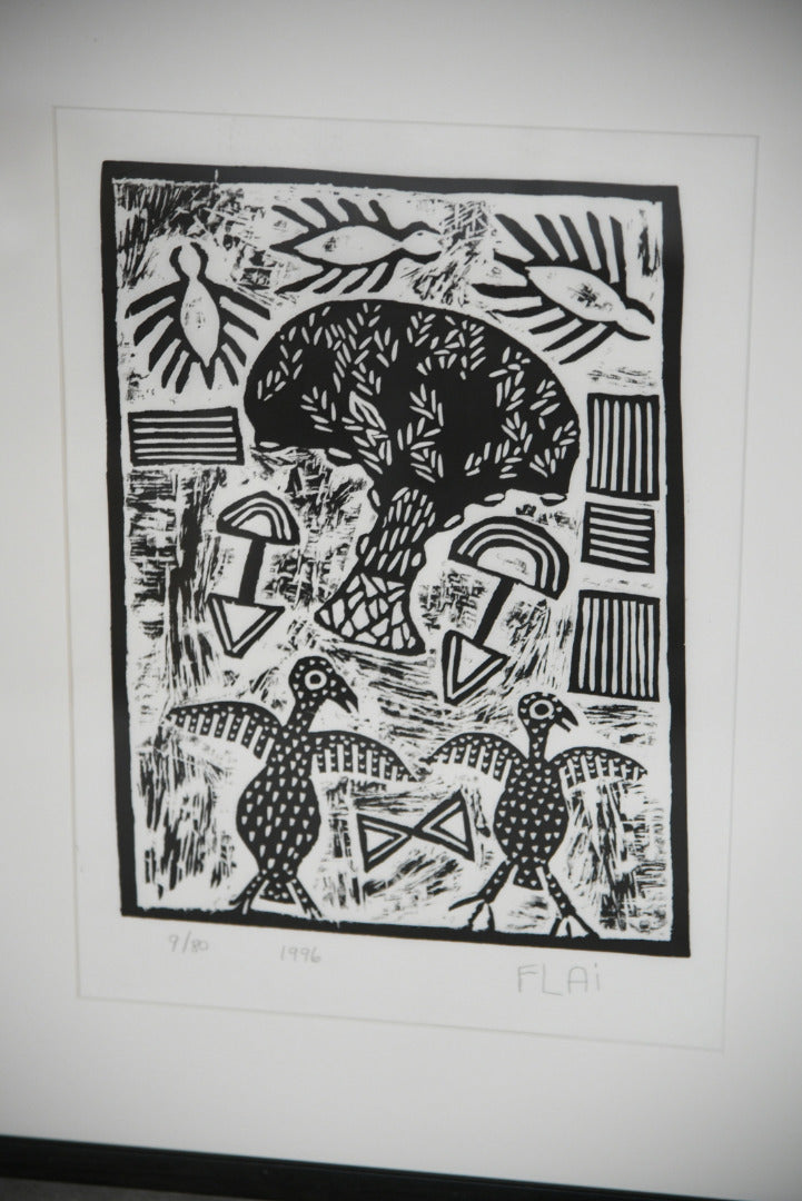 African Lino Cut Print - Flai