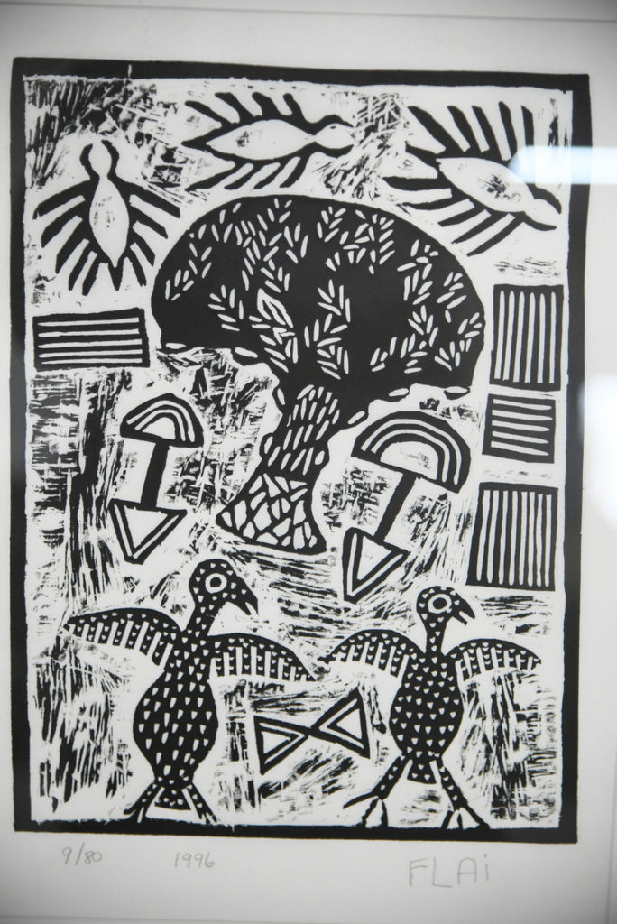 African Lino Cut Print - Flai