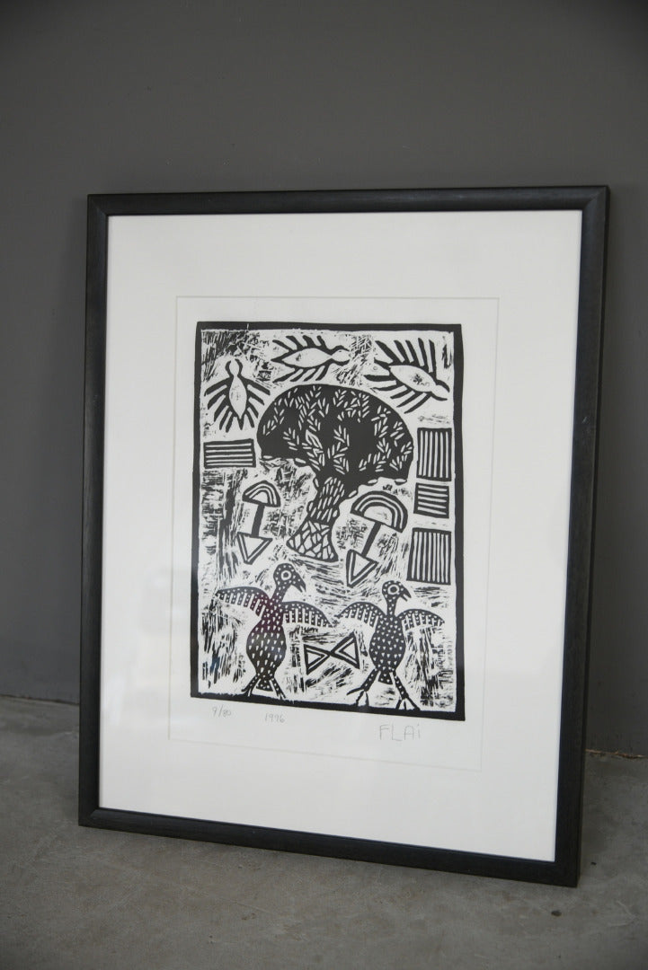 African Lino Cut Print - Flai