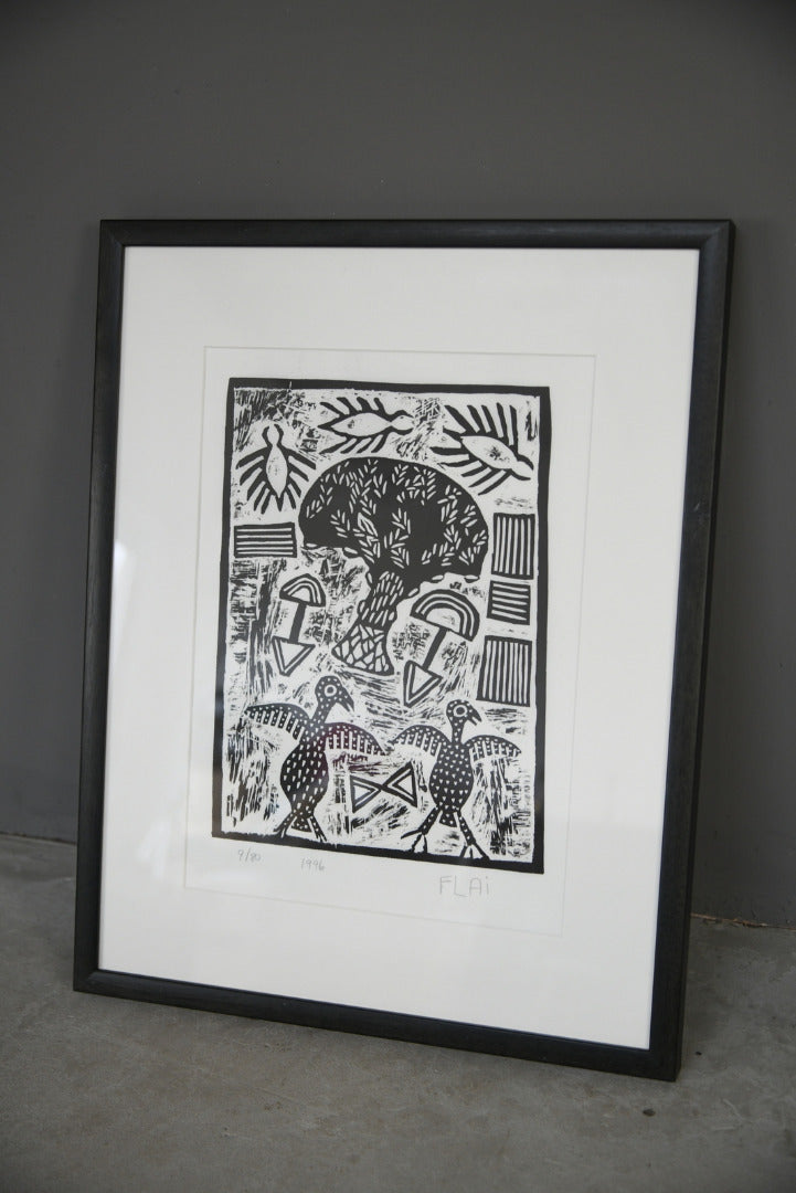 African Lino Cut Print - Flai