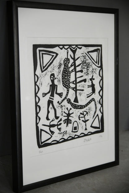 African Lino Cut Print - Joao